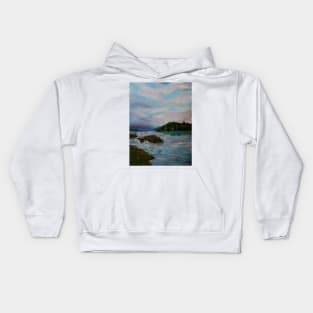 Lake shore after a thunderstorm Kids Hoodie